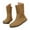 Brown, variant on Flat Fall Boots for Women Wide Calf Soft Leather Mid Calf Booties Vintage Round Toe Pull on Ankle Boots