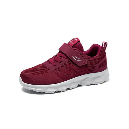 

Difumos Womens Lightweight Low Top Trainers Breathable Solid Hiking Non-slip Walking Shoes Dark Red 4.5