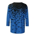 thumbnail image 4 of Kilaqueen Halloween Shirts for Women Fall Spooky Funny Bat Graphic Tees 3/4 Sleeve Round Neck Loose Casual Holiday Tunic Tops, 4 of 5