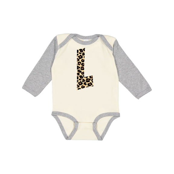 Inktastic Leopard Print Letter L Boys or Girls Long Sleeve Baby Bodysuit