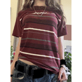 thumbnail image 6 of Rdhnmea Women's Striped Tops Short Sleeve Round Neck Loose Fit T-shirt, 6 of 9