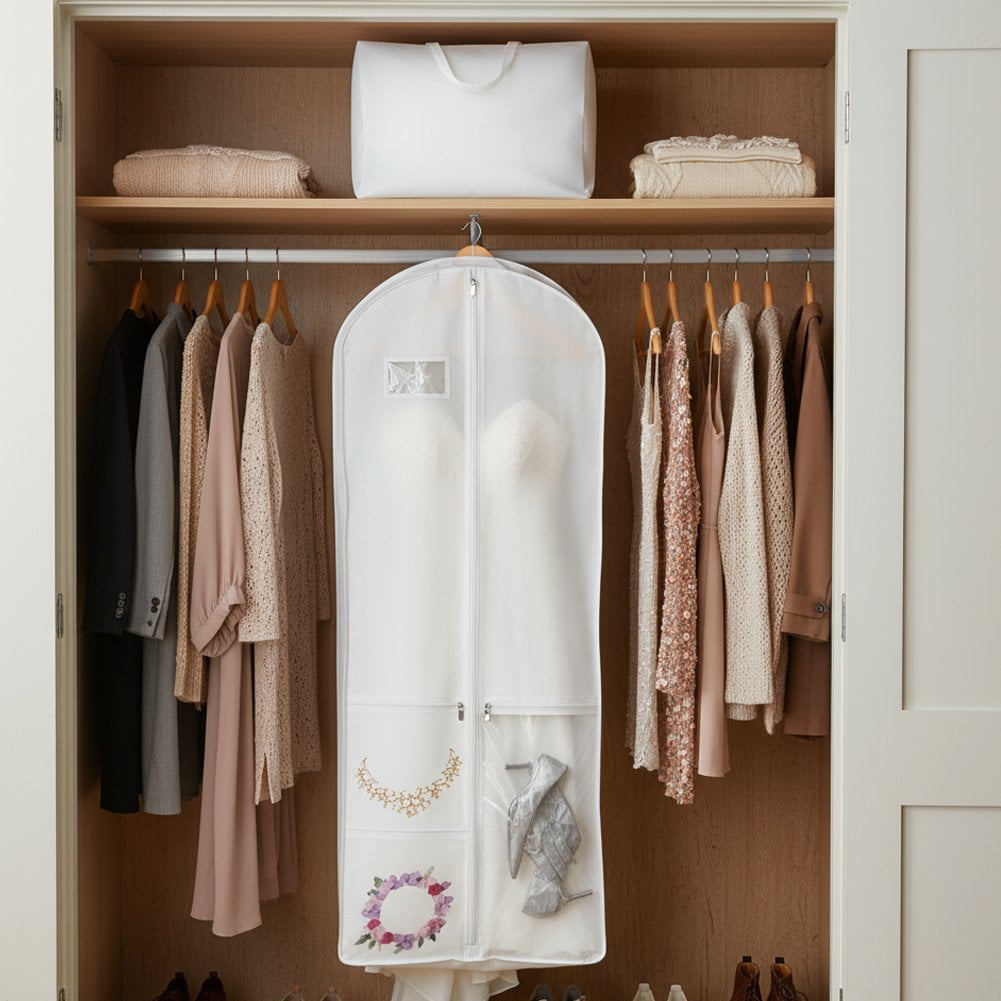 Wedding Dress Dust Bag, Hanging Garment Bags, Non-woven Suit Tube Dress Storage Bag, Clothes Covers Protector Bags Dust-proof