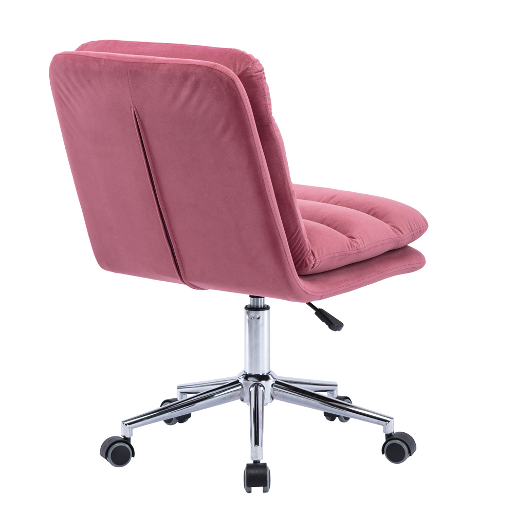 Buy Velvet Home Office Desk Chair on Wheels, Modern Upholstered Armless