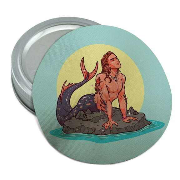 Merman Male Mermaid Basking On Rock Round Rubber Non-Slip Jar Gripper Lid Opener
