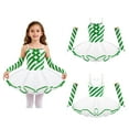 thumbnail image 7 of Aislor Girls Striped Leotard Skirt Sleeveless Bowknot Dance Party Dress Mrs. Santa Cosplay with Oversleeves Green 14, 7 of 7