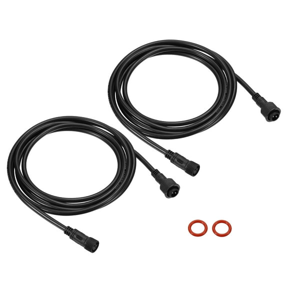 Uxcell 6.56ft 2 Pin 18 AWG Cord Waterproof IP67 Connector Extension Cable Wire Black 2 Pack