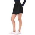 thumbnail image 4 of INSPIRE CHIC Women's Pleated Knit High Waist A-Line Ribbed Mini Skirt Black XS, 4 of 6