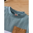thumbnail image 6 of SunnyTots Baby Boys Summer Clothes 6 12 18 24 Months 2T 3T Boy Toddler Outfits Short Sleeve Contrast Color T shirt Tops + Solid Color Drawstring Shorts Set for Streetwear Party Wear, 6 of 8