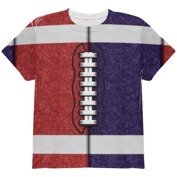 Fantasy Football Team Red and Navy All Over Youth T Shirt Multi YMD