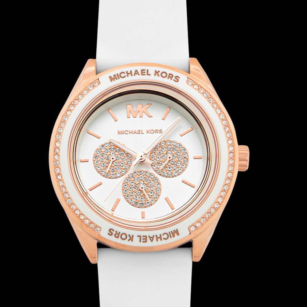 Michael Kors Oversized Quartz White Dial Stainless Steel Ladies Watch MK6945