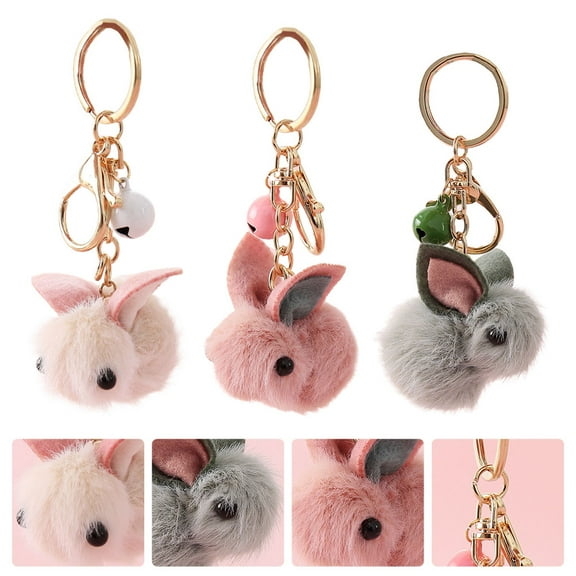 Squalise 3pcs Lovely Rabbit Keychain Cartoon Bag Pendant Hanging Ornament (Random Color)
