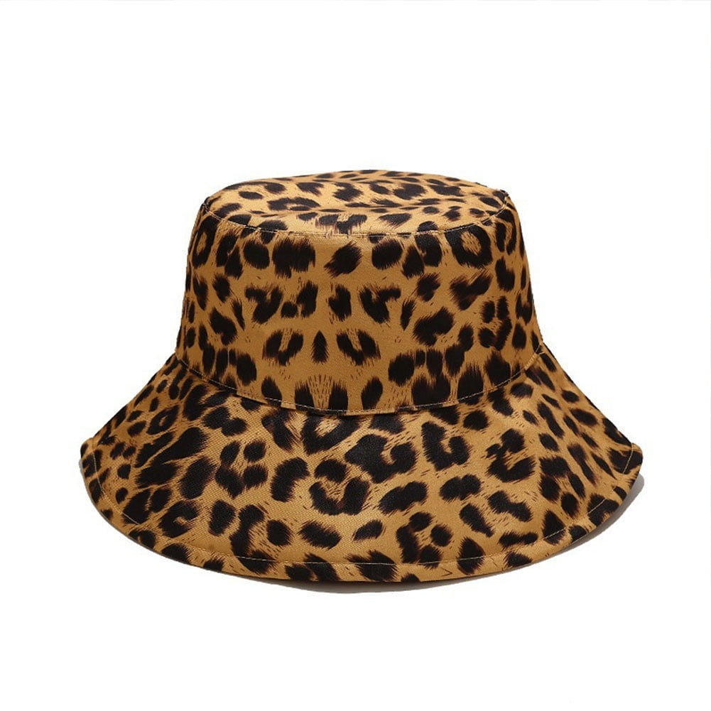 Female Bucket Hat, Leopard Print Sun-Resistant Fisherman Cap Sun Hat ...