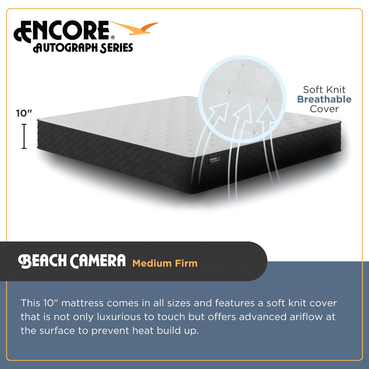 Encore 10.5" Twin BIAB Hybrid Mattress - Medium Firm, 10-Yr Warranty, Made in the USA