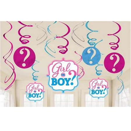  Baby  Shower Gender  Reveal  Girl or Boy Hanging Swirl 
