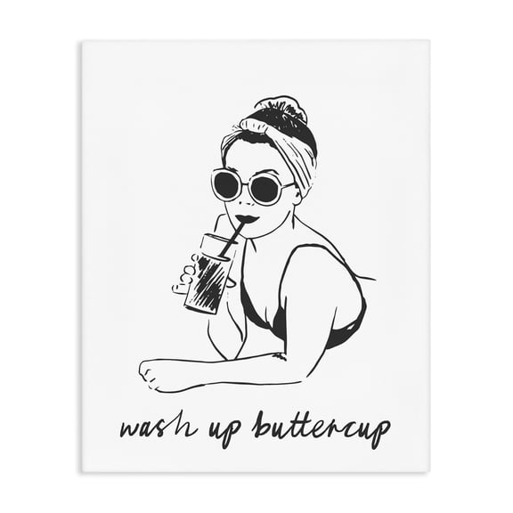 Stupell Industries Modern Wash Up Buttercup Retro Canvas Art, 16 x 20, by Lettered and Lined
