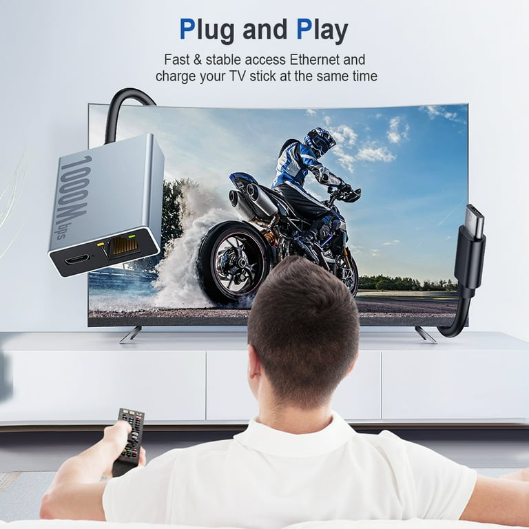 ZEXMTE Adaptador Ethernet de 1000 Mbps para Fire TV Stick, adaptador de red micro