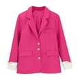 thumbnail image 6 of Blazer for Women, Yigetop Women's Casual Solid Color Suit Jacket Lapel Keep Warm and Slim Loose Long Sleeve Fashion Cardigan Coat Fitted Blazers for Women Hot Pink S, 6 of 9