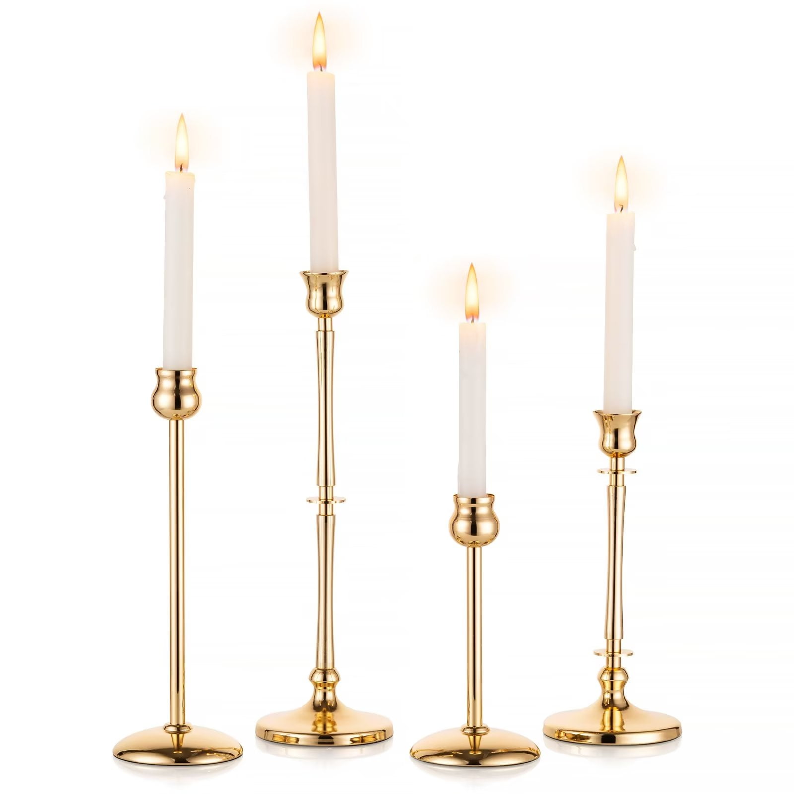 Nuptio Gold Candle Holder Candlesticks for Taper Candle Set of 4