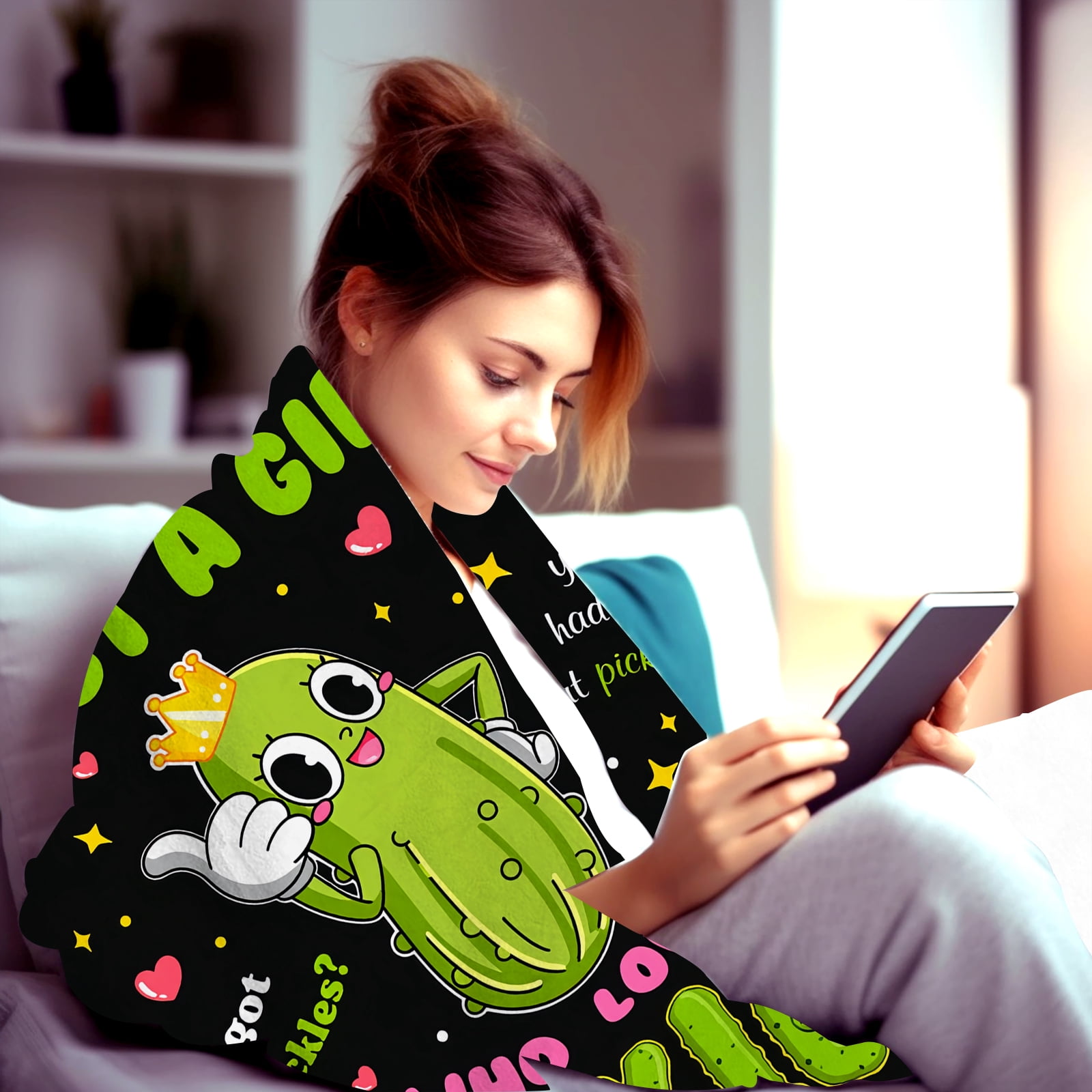 Pickle Blankets Gifts Gifts for Pickle Lovers Stuff Pickles Blanket Throw Plush Cozy Soft Flannel Bedding Pickles Gifts for Women Adults Sofa Couch Bed Room Decor 50"X40"
