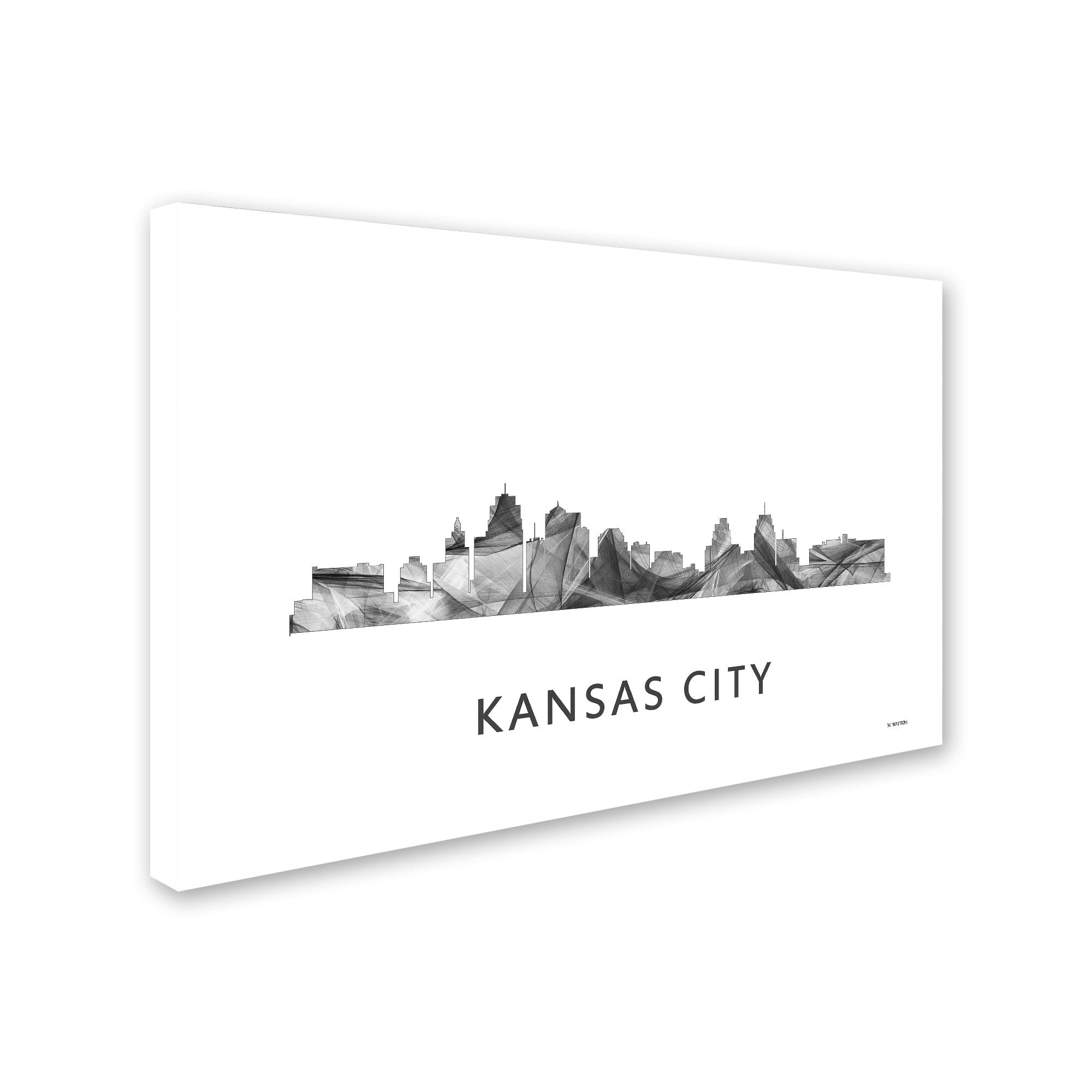 Trademark Fine Art 'Kansas City Missouri Skyline WB-BW' Canvas Art by Marlene Watson