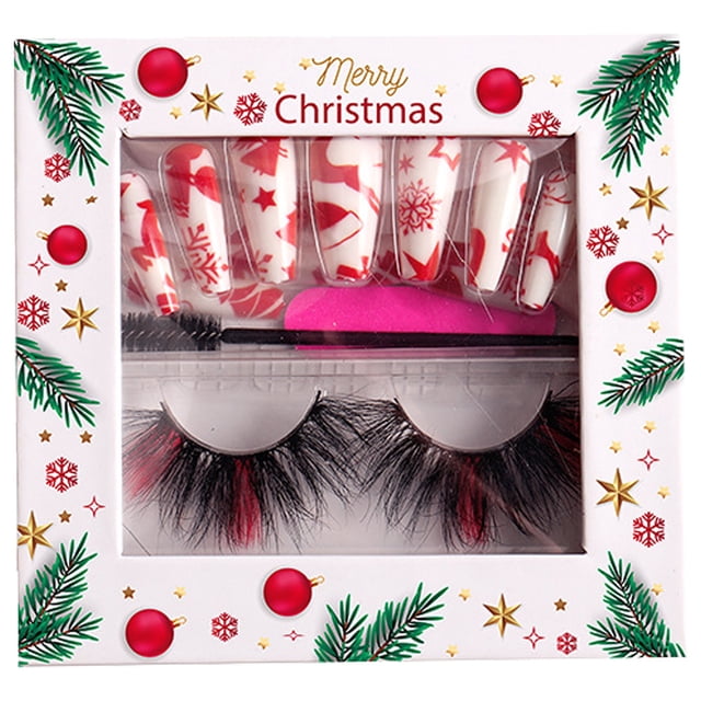 Juego de pestañas postizas para realzar las uñas, ideal para fiestas de Navidad y Año Nuevo, regalo para mujeres.