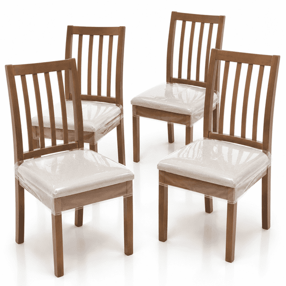 4-Piece Pet-Friendly Plastic Dining Chair Slipcovers,(20‘’W x 17‘’D x 4''H)