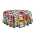 thumbnail image 5 of Pioneer Flower Floral Print Pattern Round Tablecloth 60"x60",Wrinkle Wipeable Table Cloth for Kitchen Dining Room Picnic Patio Party, 5 of 6