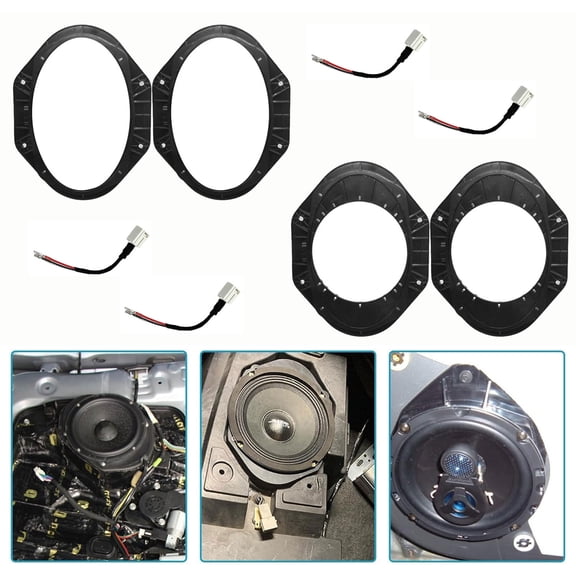 JJMY 4pcs 6.5" 6x9" Fit for 2015-2025 Ford F150 Car Door Speaker Adapter Ring With Wire