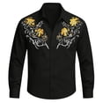 thumbnail image 3 of Tisuna Kids Boy'S Western Cowboy Long Sleeve Shirts Breathable Lapel Collar Floral Print Tops Boys Daily Wear Fall Shirts Size 4-5 Years, 3 of 4