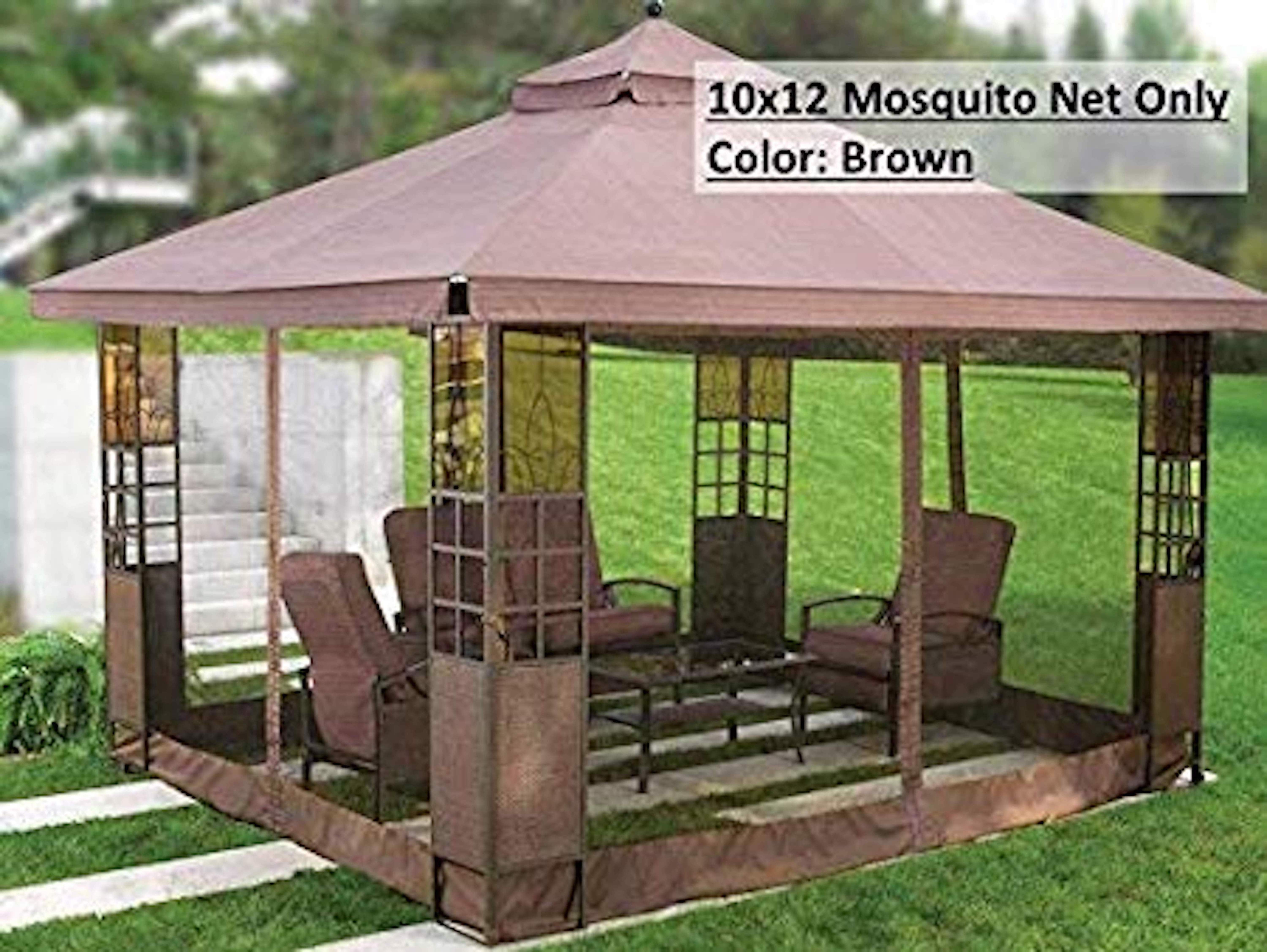 Universal 10' x 12' Mosquito Netting for Gazebo Replacement Brown