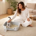 thumbnail image 7 of Semi Enclosed Cat Litter Box with High Sides, Low Entry Large Capacity Ventilate Odor Box for Indoor Cats, Senior Cats & Kittens, Easy Clean & Anti-Splashing Pet Potty 16.54''LX11.02''WX4.72''H, 7 of 7