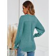 thumbnail image 6 of LOMON Women's Casual Puff Long Sleeve Tunic Tops V-Neck Pleated Flare Blouse T-Shirts with Smocked Cuffs, 6 of 8