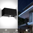 thumbnail image 3 of Aplique de pared exterior LED de 24 W con sensor de movimiento, iluminación de pared de 6000 K con ángulo de haz ajustable, lámpara de pared exterior con iluminación hacia arriba y hacia, 3 of 5