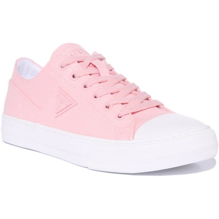 

Guess Pranze Women s Low Top Lace Up Synthetic Trainers In Peach Size 7.5