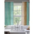 thumbnail image 2 of Teal Brown Wooden Sheer Curtains 72 Inch Length 2 Panels Set, Farmhouse Vertical Striped Art Voile Window Treatment Rod Pocket Curtains Sheers Drapes for Bedroom/Living Room/Kitchen 52"x72"x2, 2 of 7
