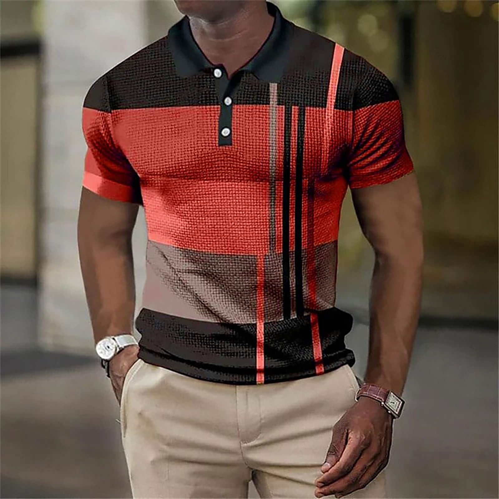 Golf Shirts for Men Dry Fit Performance Print Short Sleeve