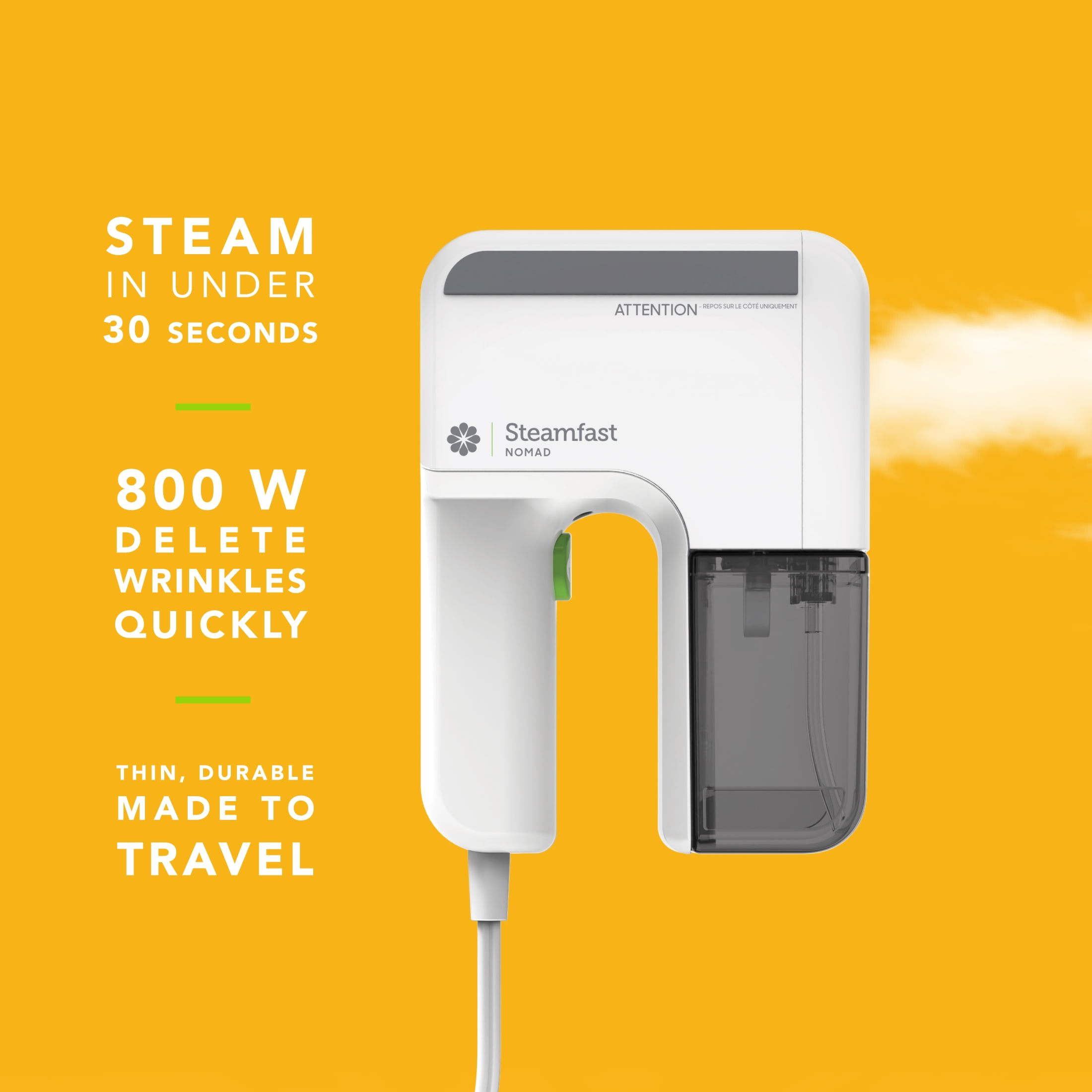 (6 pack) Steamfast Nomad Handheld Travel Garment Steamer, 800W, Compact and Portable, 30-Second Heat Up, 11-Minutes of Continous Steam, 5 fl oz. Detachable Water Tank, Auto Shut-off, White