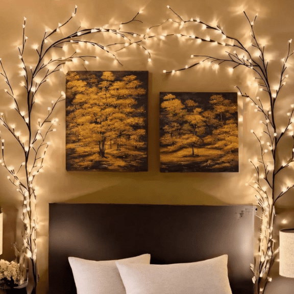 Bare Lamp LED Tree Branch Lights for Wall, Willow Vine Twig Decor Garland, USB-Powered with 8 Lighting Modes,Christmas Decorations Indoor for Home Wall Door Window 1.2M 48LED