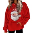 thumbnail image 5 of Atogsazn Womens Christmas Hoodies Santa Flannel Fleece Long Sleeve Hooded Sweatshirt Pullover Winter Fuzzy Clothes Tops 06-Red L Fashion, 5 of 7