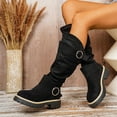thumbnail image 5 of Wowcloth Women's Suede Round Toe Thick Sole Boots – Comfortable Versatile Buckle Decoration with Plush Lining for Warmth, Casual and Everyday Fashion Wear, 5 of 6