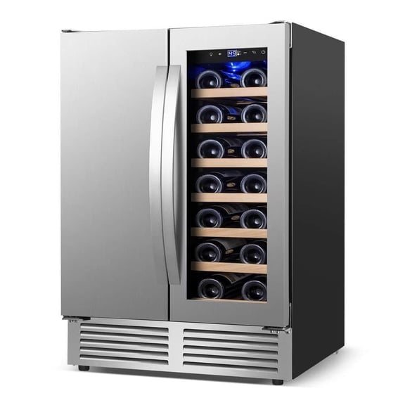 Chaleur 23" Dual Zone Fridge Wine Cooler and Beverege Refrigerator Built-in/Freestanding Beer and Wine Fridge with a Powerful Compressor, 20 Bottles and 88 Cans Capacity