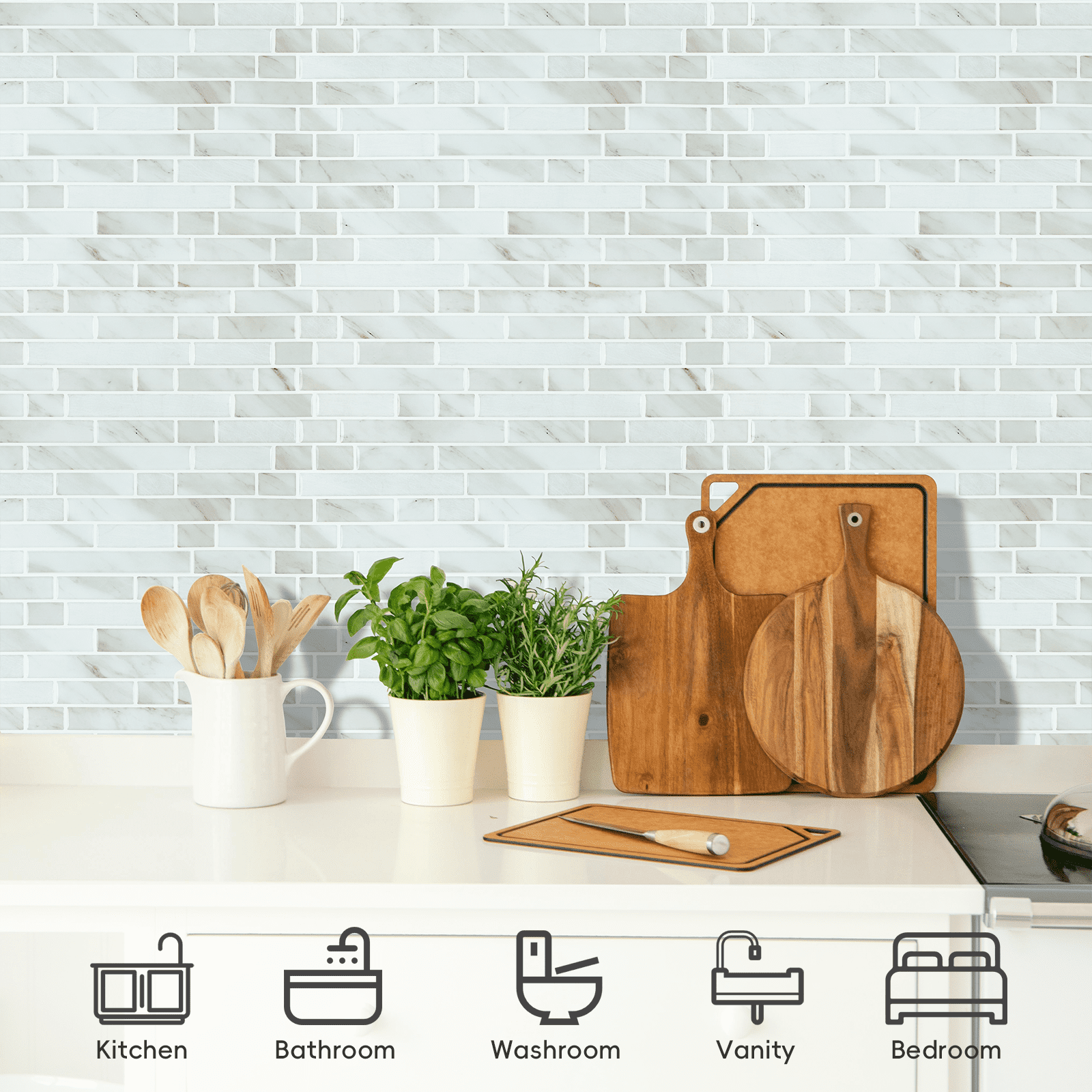 10-Sheet Peel and Stick Backsplash, 12" x 12" 3D Self Adhesive Faux Stone Marble Wall Tiles for Kitchen Bathroom (Light Beige)