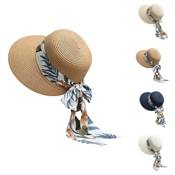 Women's UV Protection Straw Sun Hat – Wide Brim, Packable Beach Hat, for Vacation, Hiking, Travel & Outdoor Adventures, Comfortable & Breathable Design for Full Sun Protection