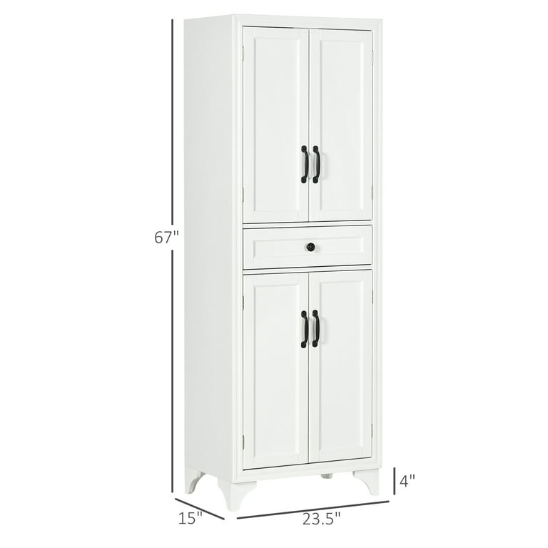 Halifax North America 67 4-Door Pantry Cabinets, Kitchen Storage Cabinet with Drawer and Adjustable Shelves, White