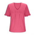 thumbnail image 4 of Wlynlyn Plus Size Tops for Women Dressy Casual Blouses Ruffle Short Sleeve V Neck Tunic Tops(XX-Large), 4 of 7
