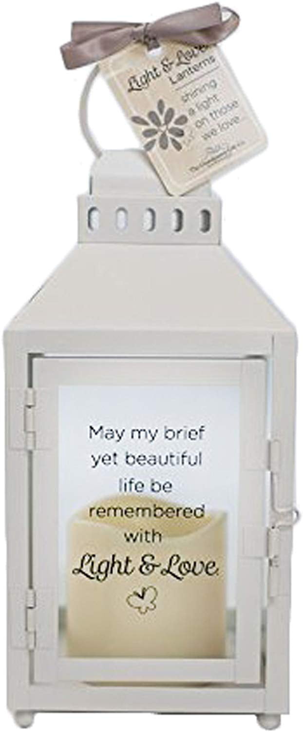 BABY MEMORIAL WHITE LANTERN LED CANDLE AN ANGEL IN THE BOOK OF LIFE 
