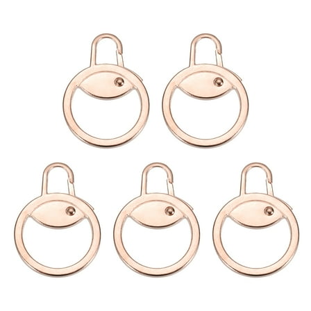 Metal Zipper Pull Charm 5 Pcs Detachable Round Zipper Pull Replacement Slider Extender Repair Kits for Coats Jackets Pants Luggage Suitcase Purse Fasteners, Rose Gold