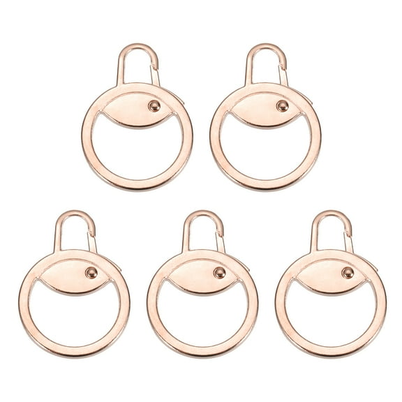 Metal Zipper Pull Charm 5 Pcs Detachable Round Zipper Pull Replacement Slider Extender Repair Kits for Coats Jackets Pants Luggage Suitcase Purse Fasteners, Rose Gold