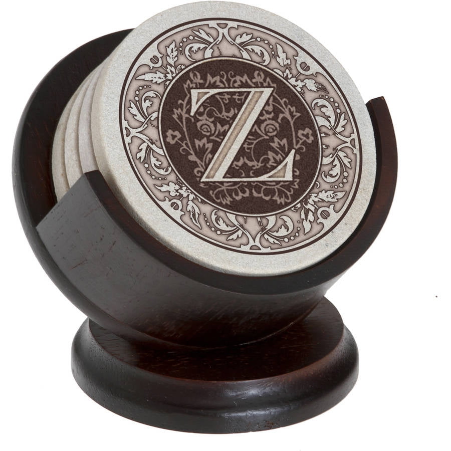 Thirstystone Drink Coasters with Holder Monogram Z Gift Set