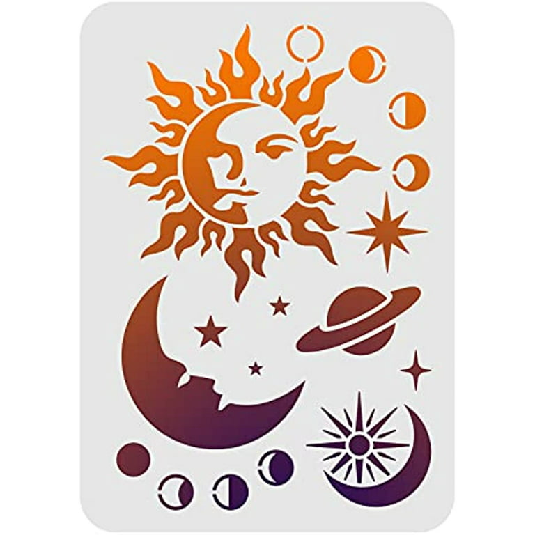 Mandala Sun and Moon Stencil Mandala Stencil, Sun Stencil, Moon Stencils,  Boho Stencil, Mandala Templates, Moon Stencils, Reusable Stencil 